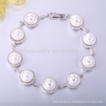 Christian jewelry pearl bracelets pulsera de oro blanco